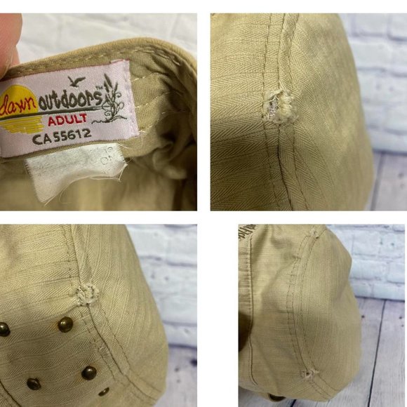 Army Cap Women Distressed Hat Strap Back Reel Girls Fish Outdoors Brown - Picture 4 of 4